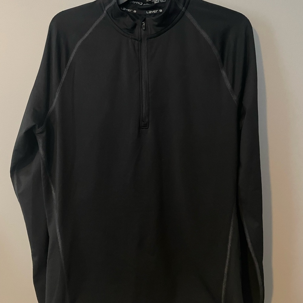 Layer 8 Pullover Mens Large Black Quarter Qwick Dry Heat Pro Defend Shirt